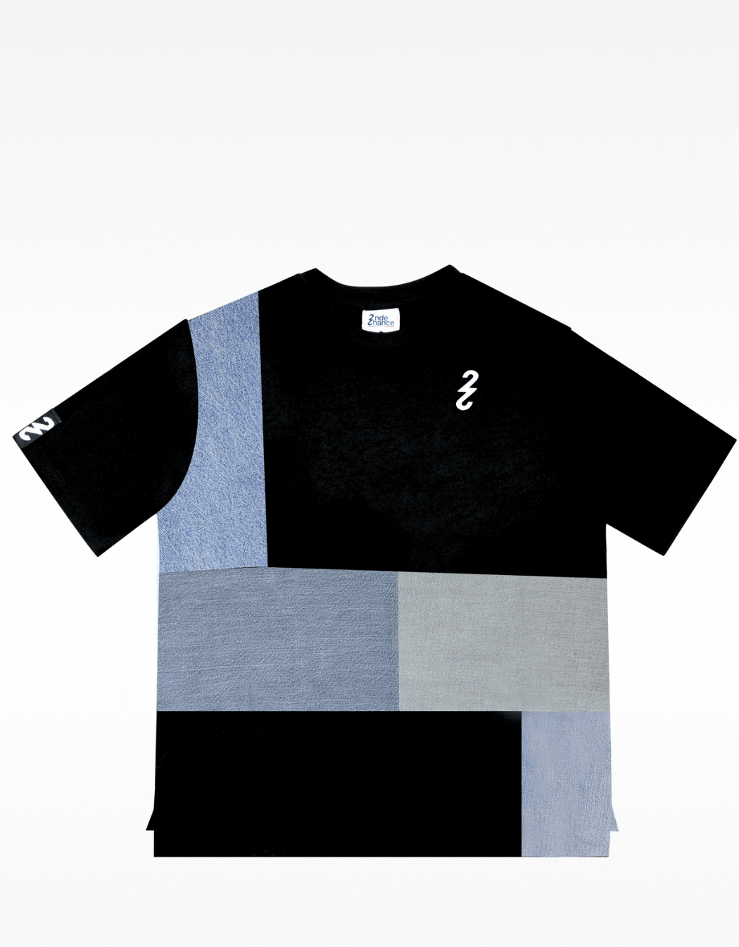 tee-shirt-2ndechance-jeans-colors-unique-upcycling-madeindijon-france-slow-fashion-devant